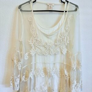 Sundance Floral Lace Cover tank top- BRAND NEW NWOT SZ LARGE